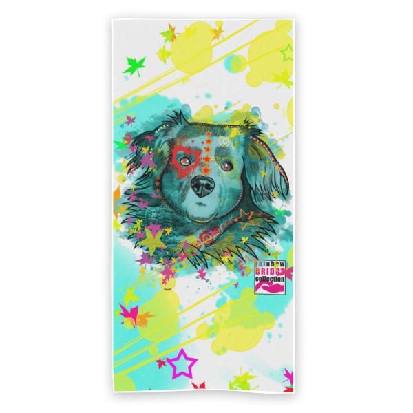 Badehandtuch Krümel – Popart-Hundemotiv, 75x165 cm, 100 % Polyester, weich & schnelltrocknend